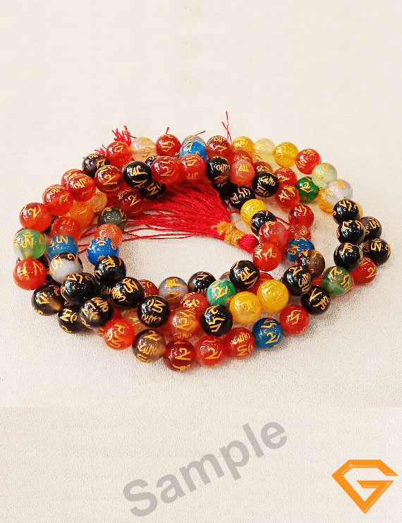 Natural Om Mani Stone Mala 8mm